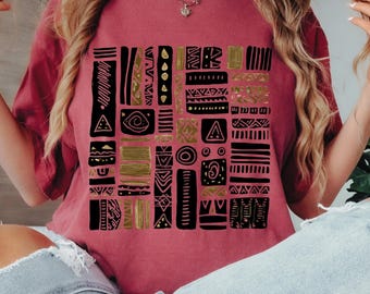 Comfort Colors African Tribal Art T-Shirt, Boho Design