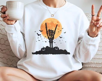 Skeleton Hand Halloween Sweatshirt, Spooky Season Hoodie