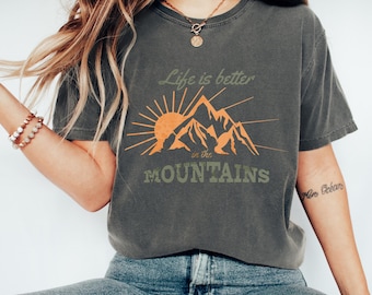 Comfort Colors Mountain Graphic Tee, Retro Landscape T-shirt
