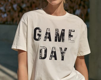 Comfort Colors Game Day Shirt, Football Shirt, Sports Graphic Tee, Distressed Letter T-shirt