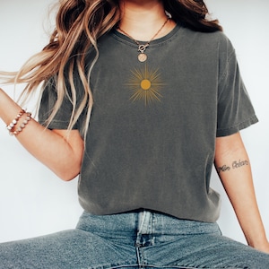 Comfort Colors® simple golden sun tshirt, Boho sun T-shirt, Minimalist sun shirt, Sun shirt, Summer sun tee, Unisex graphic tshirt