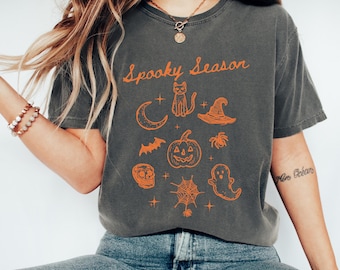 Comfort Colors Spooky Season T-shirt, Retro Halloween Graphic Tee