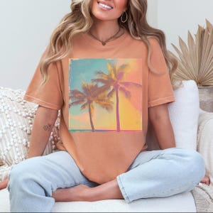 T-shirt rétro Comfort Colors® à motif palmiers, idéal pour les vacances à la plage tropicale. image 8
