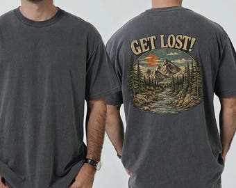 Get Lost Mountain Tee, Retro Camping Graphic Shirt, Comfort Colors Adventure Apparel
