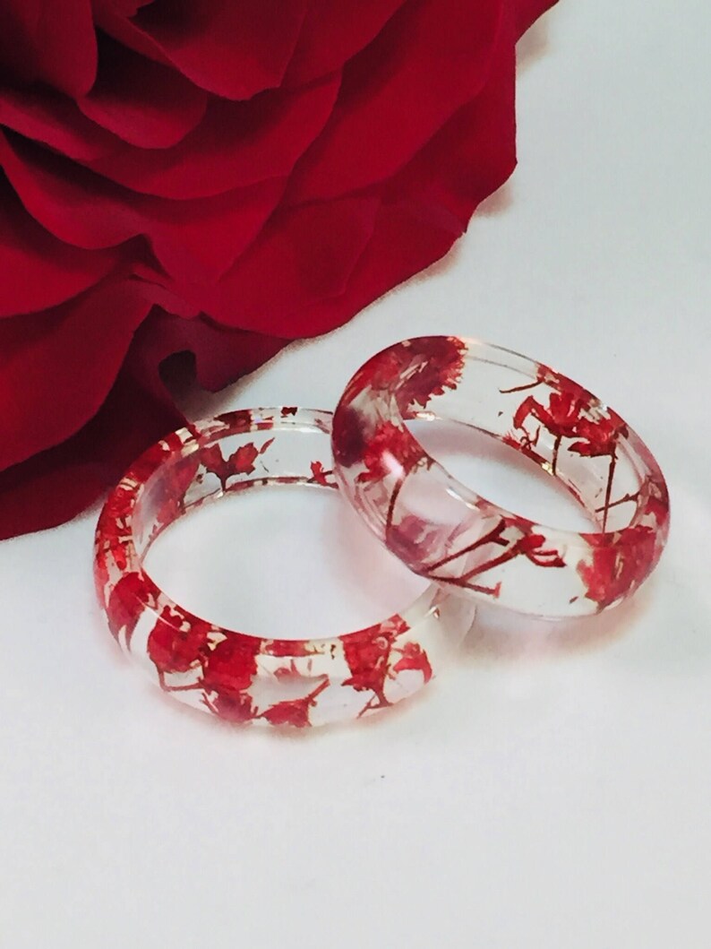 Flower Ring Clear Ring With Dried Flowers Dried Baby's Etsy.de