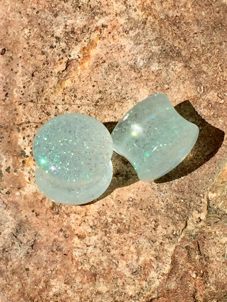 Sparkly Ear Gauges Ear Plugs Decorative Ear Gauges Aqua ...