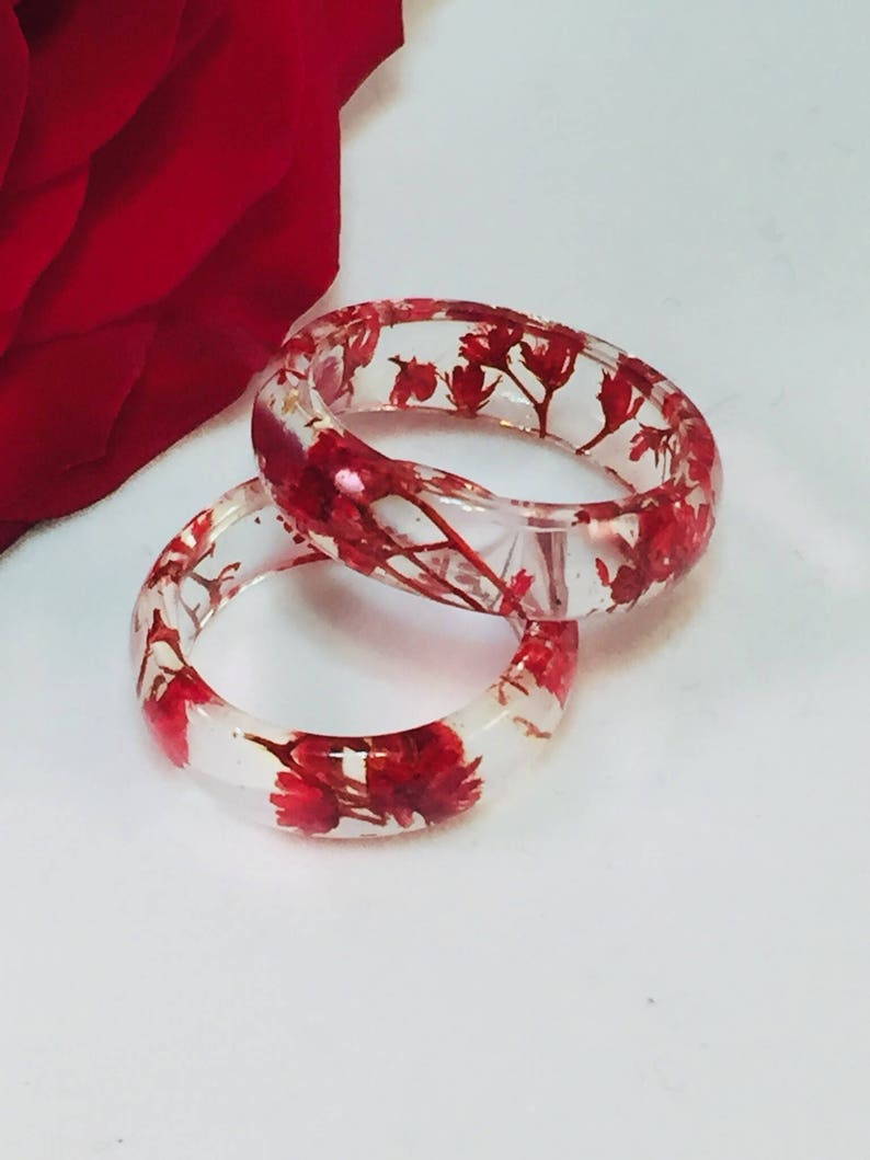 Flower Ring Clear Ring With Dried Flowers Dried Baby's Etsy.de