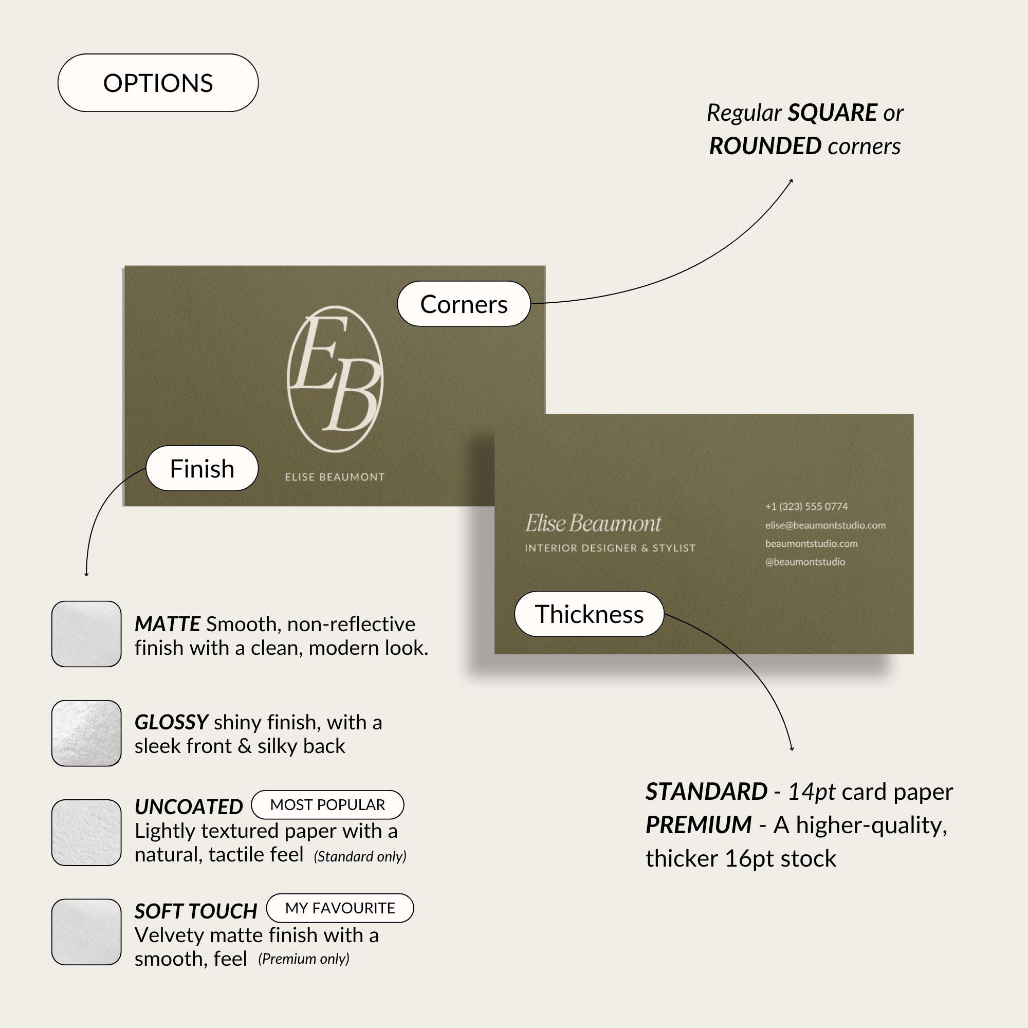 Interior Designer Business Cards | Custom Monogram | Elegant Printed ...