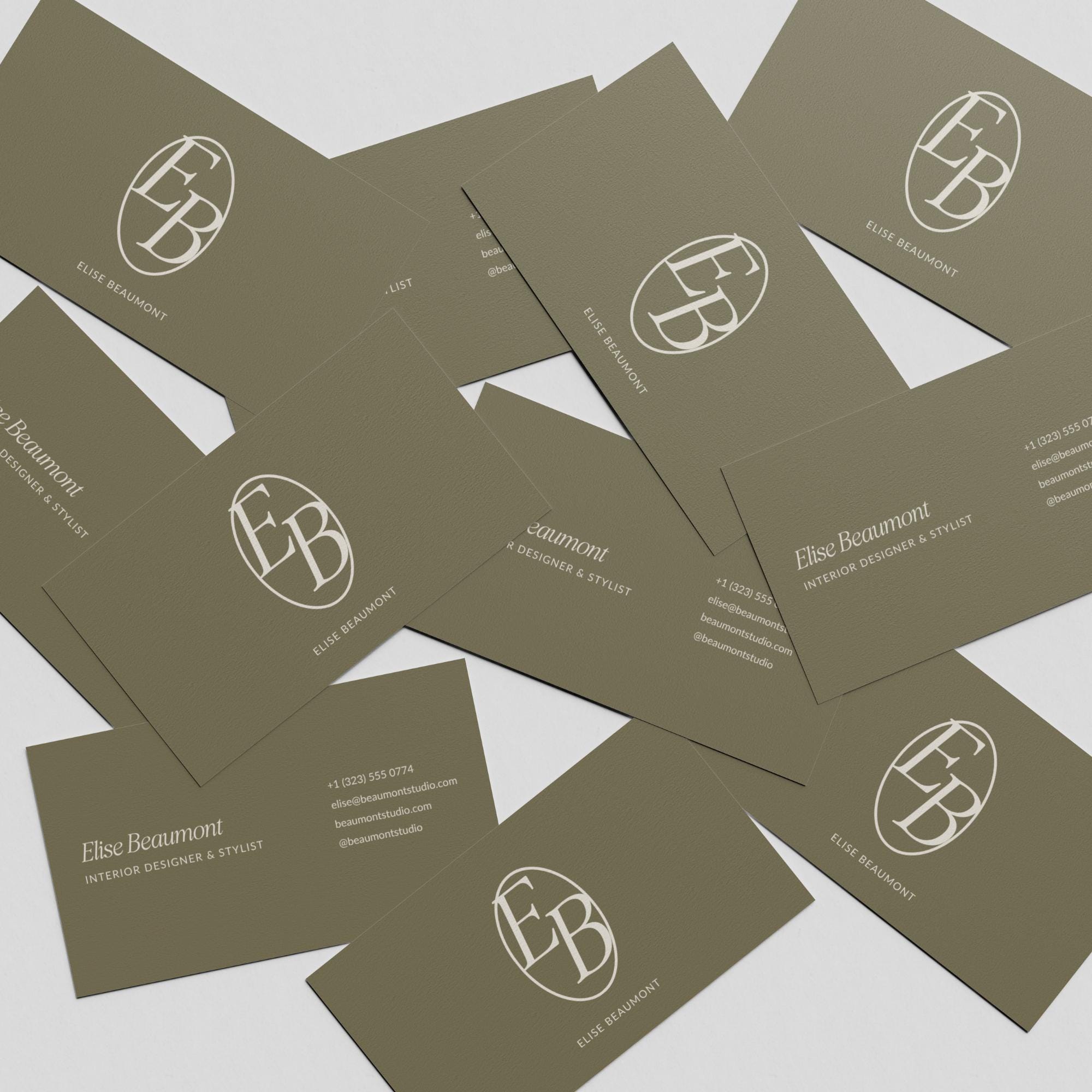 Interior Designer Business Cards | Custom Monogram | Elegant Printed ...