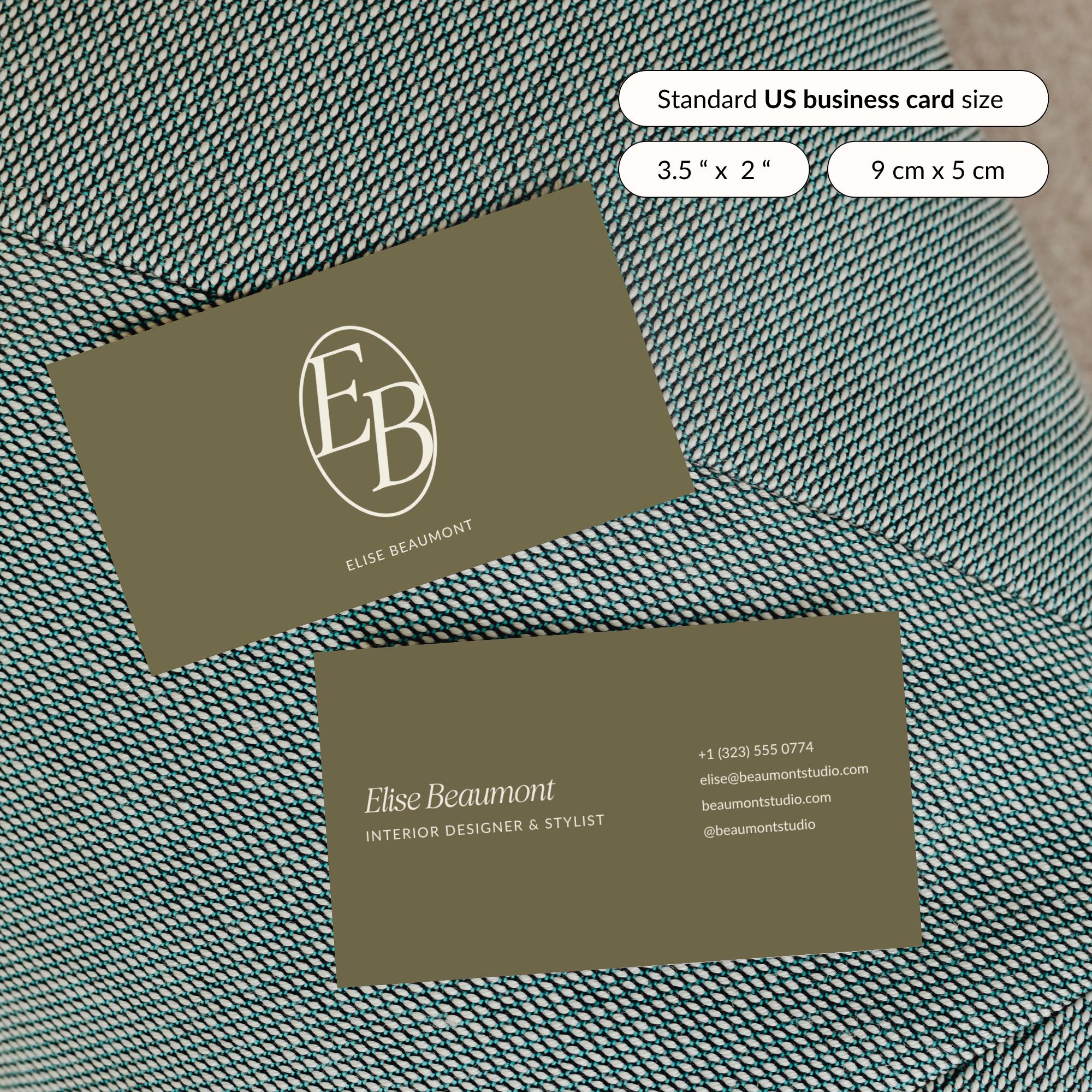 Interior Designer Business Cards | Custom Monogram | Elegant Printed ...