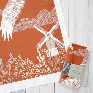 Red Kite Tea Towel Screen Printed Design Wall Art Hanger