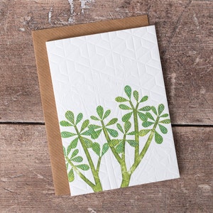 Carte de voeux d'anniversaire en relief à la main avec plante de jade