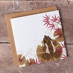 Carte de voeux grenouille, carte de remerciement pour un anniversaire en relief à la main