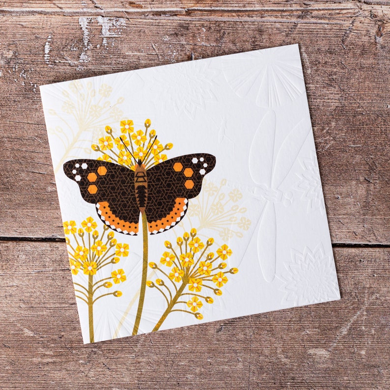 Butterfly Greeting Card Hand Embossed Single Birthday Thank You Card image 3