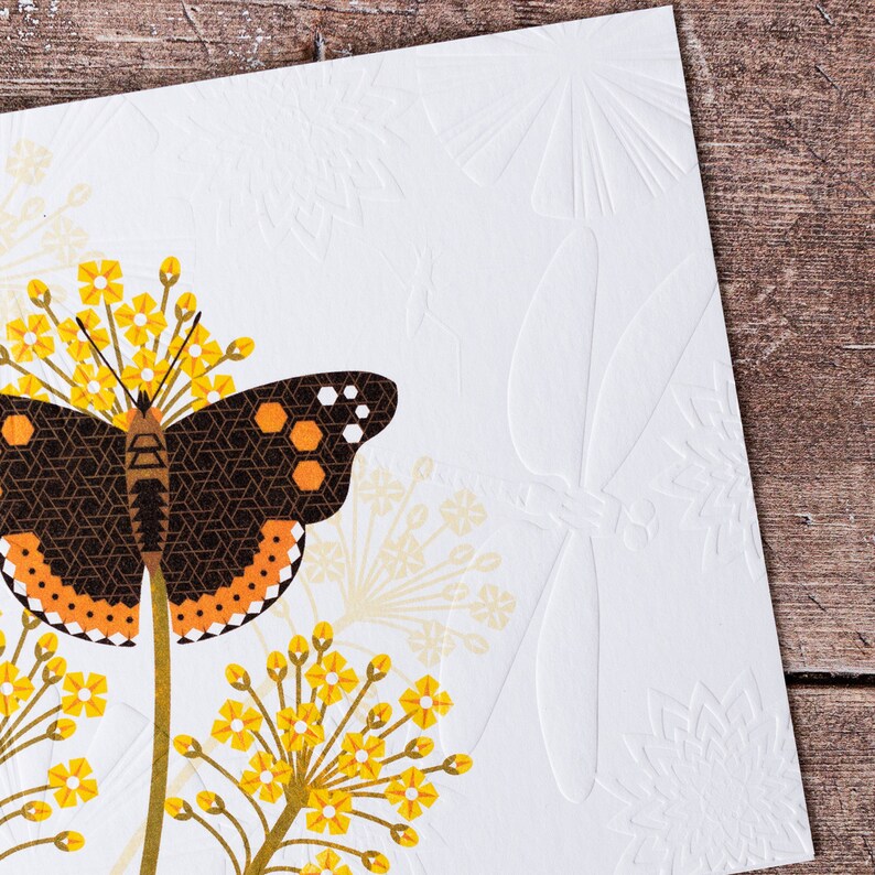 Butterfly Greeting Card Hand Embossed Single Birthday Thank You Card image 2