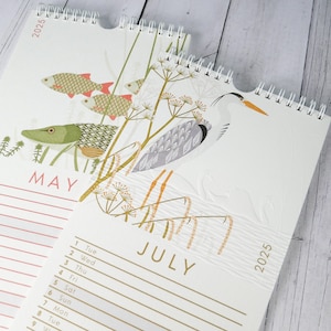 2025 Wall Calendar, Wildlife by the Water Hand Embossed Office Calendar, Office Gift