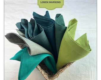 Organic Linen dining napkin sets of 4 6 8 12 , wedding, cocktail cloths napkins bulk