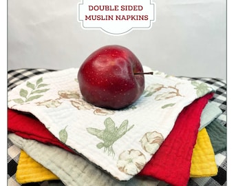 Reversable cloth Cocktail napkins, Appetizer napkins, Reusable washcloth, 4-layer thick napkin