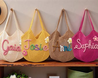 Spersonalizowane torby plażowe, torby na prezenty dla druhen, torby plażowe ze słomy, upominek ślubny, torba podróżna na plażę, upominek na wieczór panieński dla niej