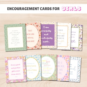 Écritures saintes et cartes d'encouragement pour jeunes filles (lot de 10) - Imprimable