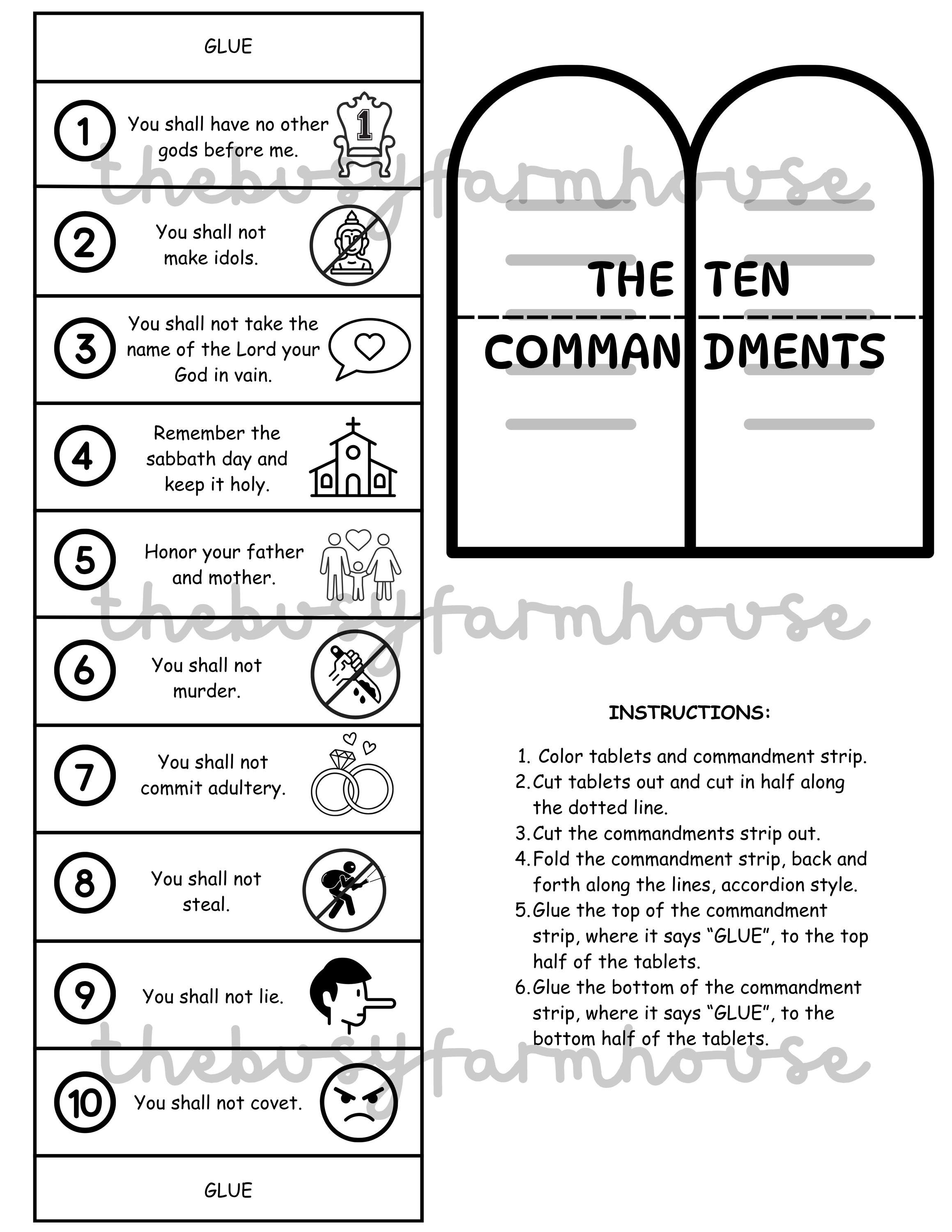 The Ten Commandments Folding Craft - Printable | Bible Activity ...