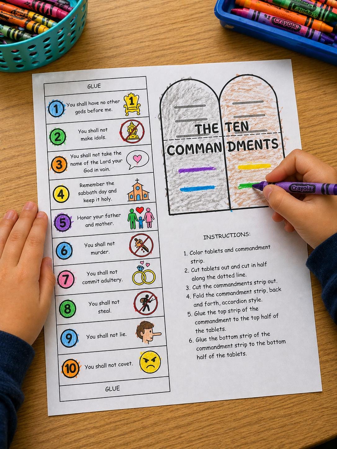 The Ten Commandments Folding Craft - Printable | Bible Activity ...