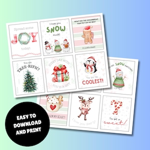 Christmas Lunch Box Notes for Kids (Set of 12) - Printable