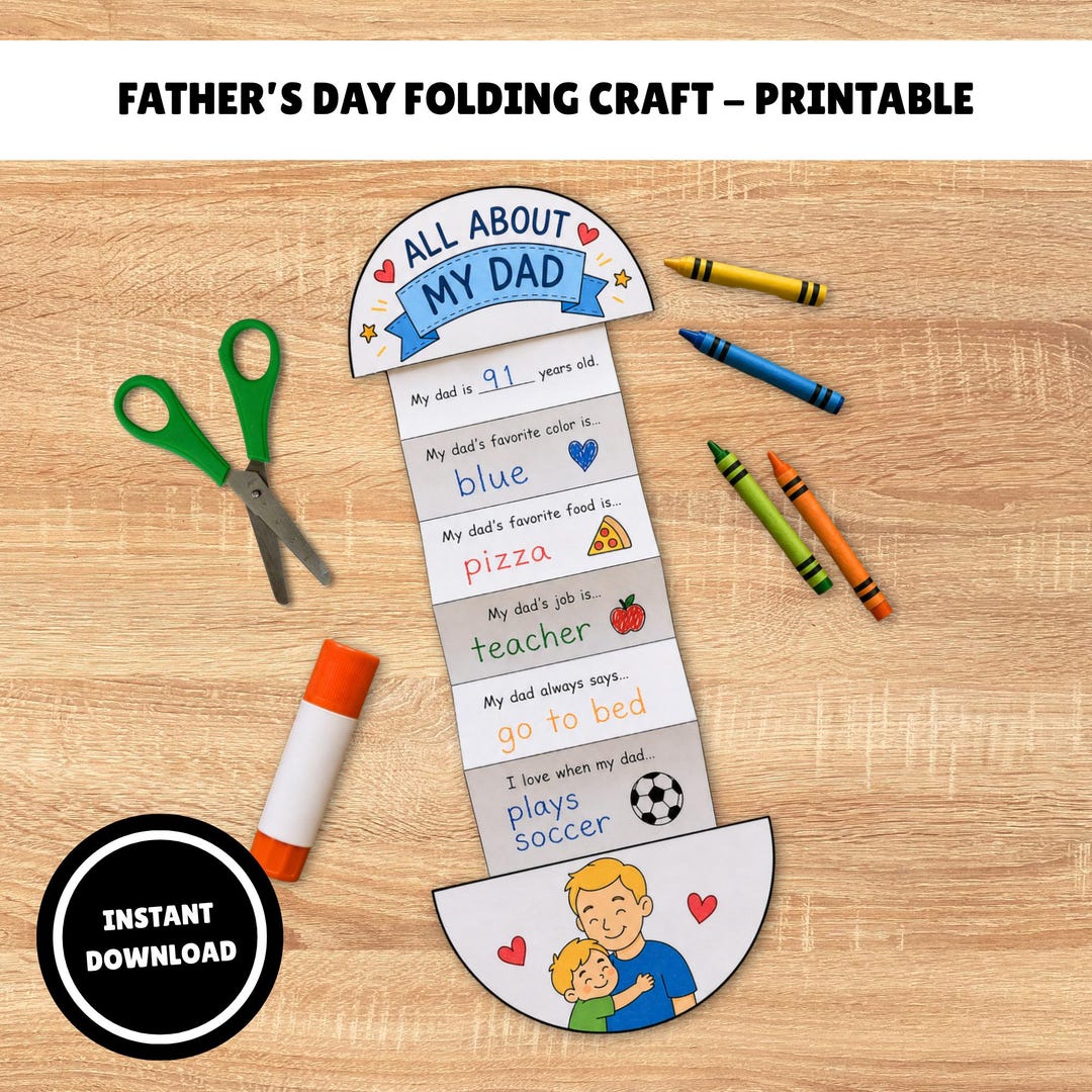 Father's Day Folding Craft - Printable | Keepsake for Dad | Preschool ...