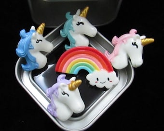 Unicorn and Rainbow Backpack Pin Set of 5, Unicorn Lapel Pins
