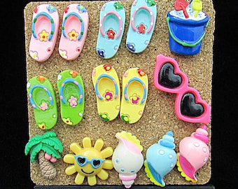 15 Summer Beach Push Pins, Summer Bulletin Board Decor for College Dorm