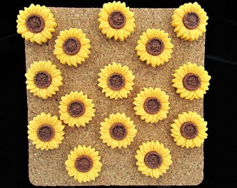 15 Cute Sunflower Push Pins, Summer Bulletin Board Decor, Gardener New Job Gift for Plant Lover, Mix & Match Push Pins to Customize your Set