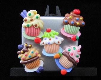 5 Colorful Cupcake Fridge Magnets