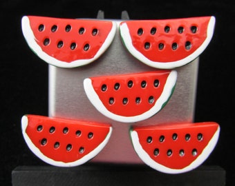5 Watermelon Fridge Magnets to Decorate White Boards, Lockers and Kitchen Message Boards, Secret Santa Coworker Gift, Faux Food Magnets