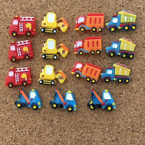 15 Construction Vehicle Push Pins 3 each Bulletin Board Ideas for Boys Mix & Match Push Pins to Customize your Set