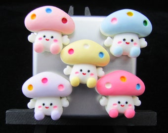 5 Kawaii Mushroom People Fridge Magnets, White Elephant Secret Santa Gift for Coworker