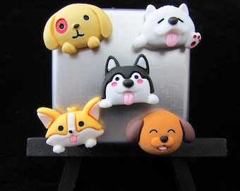 5 Dog Head Fridge Magnets, White elephant Gift for Galentine Valentine Gift Exchange Teacher Gift Locker, White Board and Refrigerator Decor