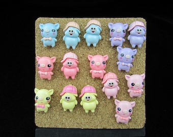 15 Pastel Pig Push Pins for Bulletin Board Decor of Kawaii Farm Animal