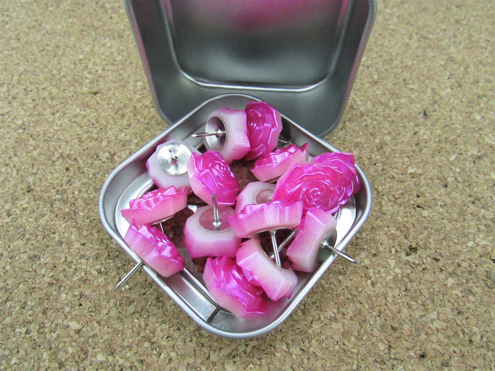 15 Hot Pink Pearl Shimmer Rose Thumb Tacks Student Teacher Etsy
