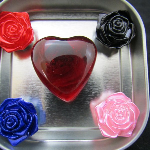 Fridge magnet set, rose magnets, heart magnets, strong magnets, neodymium magnets, refrigerator magnets, graduation gift 519