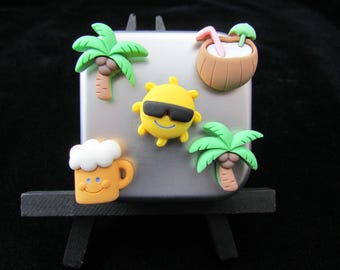 Sunny Beach Magnet Set of 5, Cute Office Supplies Decor to Brighten up your Desk or Cubicle, Coworker Teacher Gift