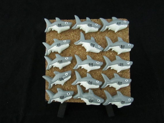 15 Shark Push Pins Unique White Elephant Christmas Gift Stocking Stuffer Ocean Beach Home Decor for Office Student Teacher Class Decorations