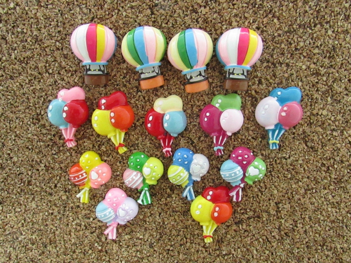 Balloon Push Pin Set 15 Hot Air Balloon Push Pins Heart Etsy