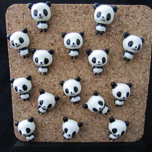 Panda Thumb tacks, Free Shipping, set of 15, cute bear push pins, panda pushpins, panda bear thumbtacks, cute push pins, panda lover gift