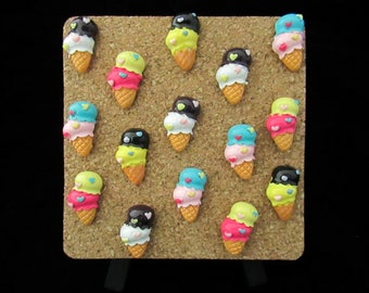 15 Ice Cream Push Pins, Miniature Faux Food Fun Dessert Office Decor, Coworker Teacher Gift,  Mix & Match Push Pins to Customize your Set