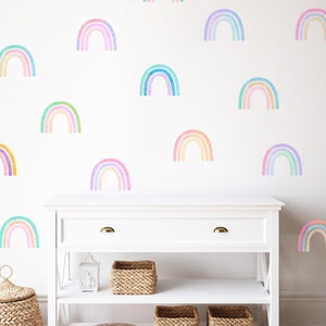 Watercolor Rainbow Wall Decal, Rainbow Wall Stickers, Girl&#39;s Room Decor, Nursery Decor, Kids Wall Decal, Nursery Wall Art, Rainbow Decor