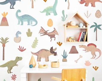Dinosaur Wall Decals, Removable Wall Stickers, Nursery Decor, Kids Dinosaur Wall Art, Boy's Room Decor, Dinosaurs Wall Sticker, Peel & Stick