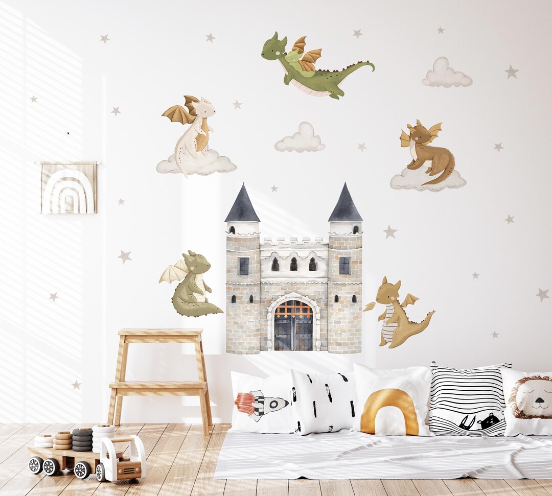 Watercolor Dragon Wall Decal, Boy's Room Sticker, Nursery Decor ...