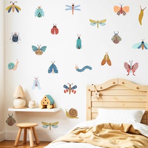 Bugs Wandtattoo, Kinderzimmer Wand dekor, Jungenzimmer Wandkunst, Käfer und Schmetterling Aufkleber, Wanddekoration, Kinder Abziehbilder