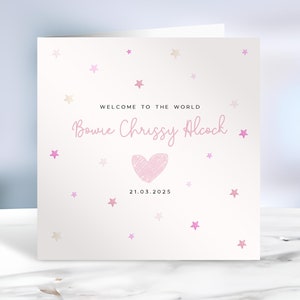 Personalised New Baby Girl Card | New Baby Card | Baby Girl Card | Welcome To The World Card | Card For New Baby | New Baby Gift