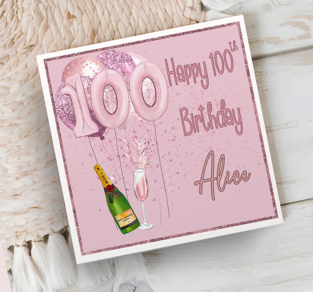 Ladies Personalised 100th Birthday Card | 100 Balloons Theme - Etsy